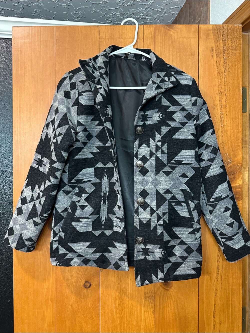 Crazy Train Black & Gray Aztec Button-Up Jacket